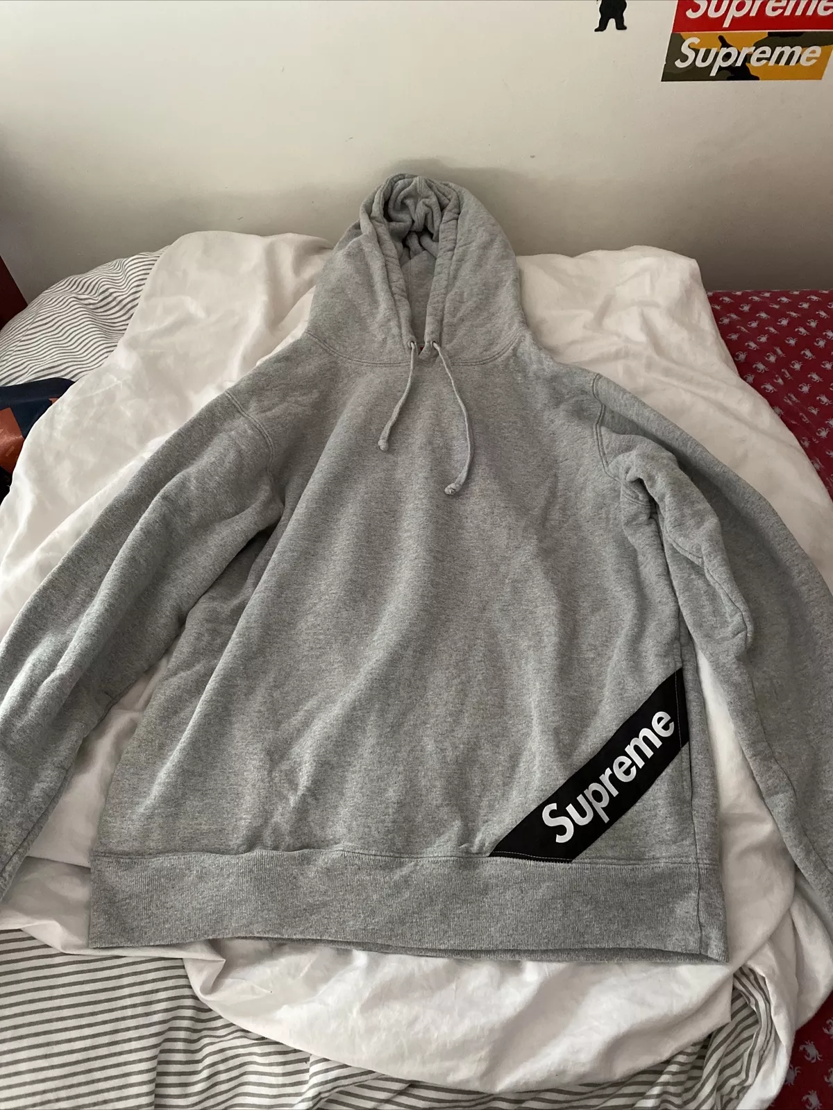 Sweat à capuche gris Supreme Corner Label FW/18 taille moyenne