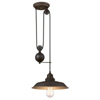 Wohnzimmer KüChe Lampe Pendelleuchte Iron Hill Bronze Mit Seilzug E27 Fassung