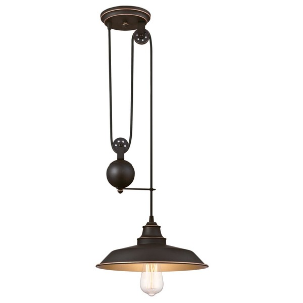Wohnzimmer KüChe Lampe Pendelleuchte Iron Hill Bronze Mit Seilzug E27 Fassung-image