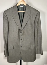 Brioni Brown 100% Cashmere Mini Houndstooth 3 Button Blazer Sports Coat Sz 44 L