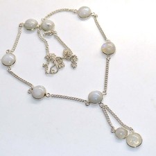 Awesome Rainbow Moonstone 925 Silver Plated Necklace 18" Women Gifts JW