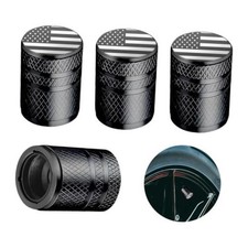 4 Pack Tire Valve Stem Caps, Aluminum Alloy Valve Stem Caps American Flag Black