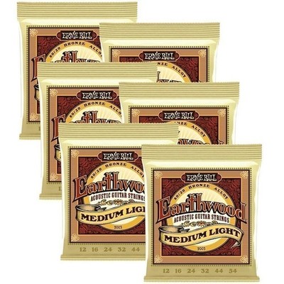 Acoustic Guitar Strings Ernie Ball Earthwood Medium Light 12-54 P02003 6 Pack