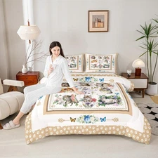 Cute Cats Kids Comforter Set Full Size,Cartoon Animal Paws Print Toddler Bedd...