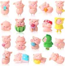 19 Pcs Pig Mini Figurines Toys Figure Animal Toys Set Cute Figurine Pig Cake Top