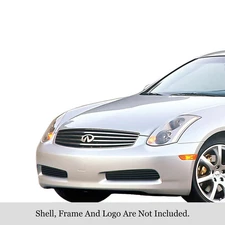 For Infiniti G35 03-05 APG 2-Pc Black 8x6 mm Horizontal Billet Bumper Grille