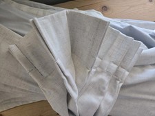 Pinch Pleat 120" Cream Linen Like Blackout Lined Curtain Panels Pocket Loops