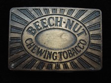 QD03150 VINTAGE 1970s  BEECH-NUT CHEWING TOBACCO  BRASSTONE BELT BUCKLE