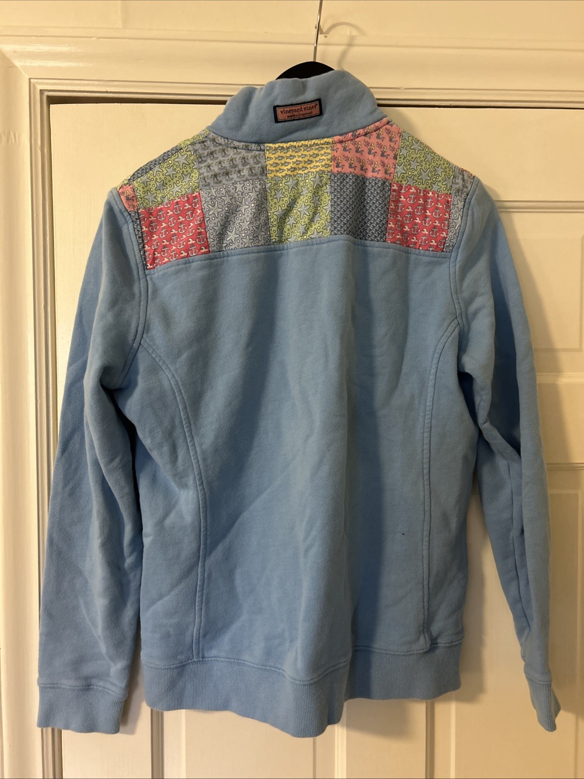 Vineyard Vines Blue Patchwork Shoulder Shirt 1/4 … - image 6