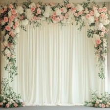10x10FT Ivory Backdrop Curtains, 2 Panels 5x10ft, Wrinkle Free Polyester, Party