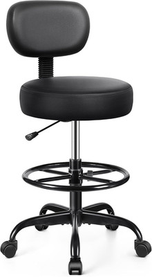 Brick Attic Drafting Chair with Backrest   Adjustable Foot Rest Rolling Stool wi