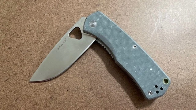 Cuchillo JAMES 1911-1298 CTS-BD1 (Folsom) acero inoxidable hoja lisa mango gris Foto 3 de 4