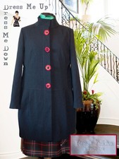 Beautiful Ronit Zilkha Black Coat Floral Detail with Pockets Size 16 Excellent