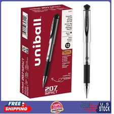 Uniball Signo 207 Impact Stick Gel Pen, 12 Black Pens, 1.0mm Bold Point Gel Pens