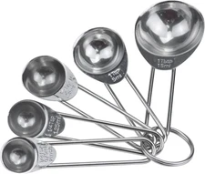 Antrader Measuring Spoons, Stainless Steel 5-Piece Measuring Spoon Cups Set- 1/8
