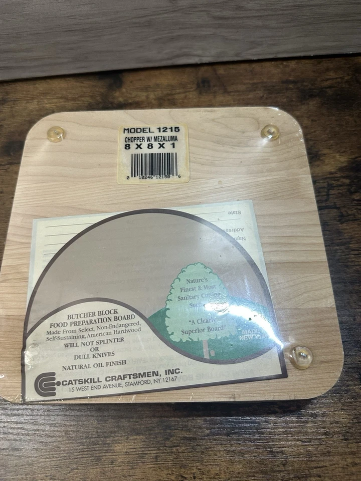 HTF Catskill Craftsmen 8x8x1 In Butcher Block W Mezzaluna, model 1215 NEW SEALED - Image 3 of 4
