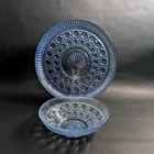 Anchor Hocking Wexford Ice Blue Glass, 9" Serving Bowl and 10.75" Platter Set