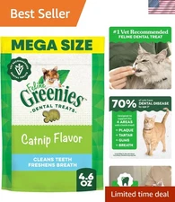 Feline Greenies Natural Cat Dental Treats, 4.6 oz - Tasty Catnip Flavor