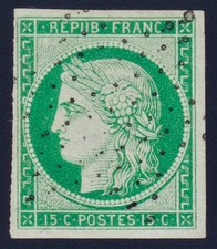 Lot 1955 - n°2 Cérès 15c vert oblitéré ÉTOILE légère TB - Signé Schel