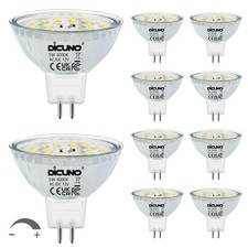 DiCUNO MR16 LED Bulbs Dimmable 10 Count Pack of 1 , Daylight White 6000k