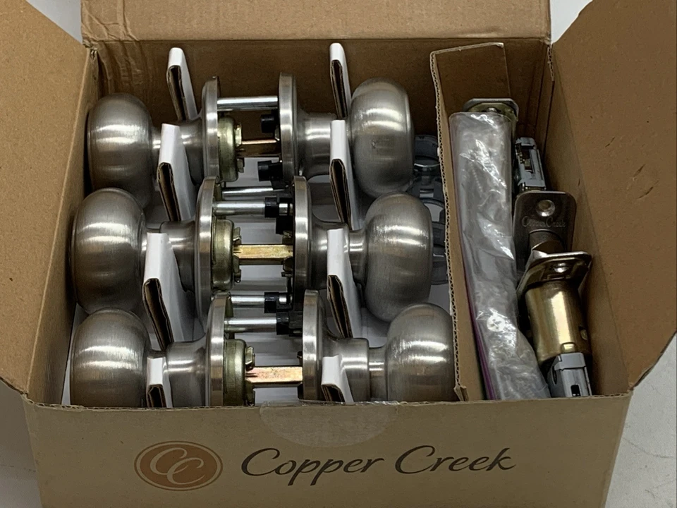 Perillas de puerta redondas coloniales manija de paso perilla de puerta interior para pasillo - Paquete de 3 Foto 4 de 4