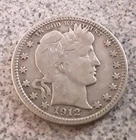 1912-P Barber Silver Quarter 25C -Circulated, Ungraded, Uncert. Good Details