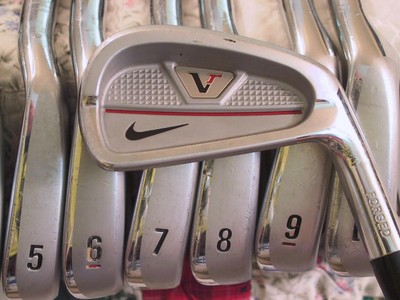 NIKE Victory Red Split Cavity Forged  3-PW ProLaunch Blue Senior Flex Ships $25