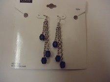 Designer Fashion Earrings Drop/Dangle Metal Female Adult Silver/Blues