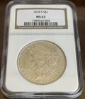 1878-S MORGAN SILVER DOLLAR NGC MS63 San Francisco Mint $1 Nice Coin!
