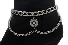 Women Silver Boot Metal Chain Bracelet Ethnic Coin Shoe Charm Jewelry Stylish