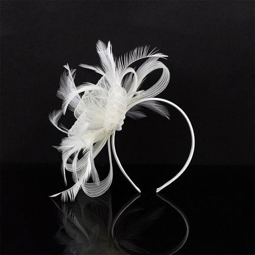 Clip mariage plumes bandeau fascinant femmes jour courses Royal Ascot Aliceband - Photo 8/19
