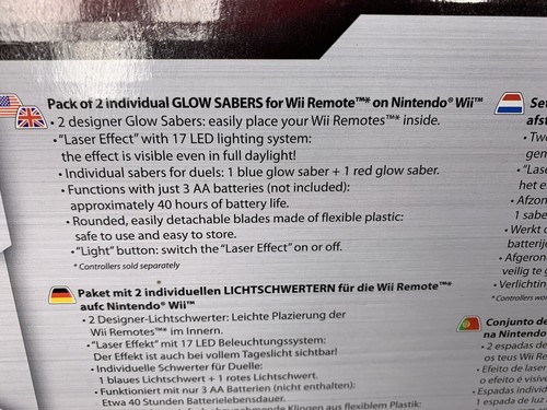 New Thrustmaster 4660307 Glow Saber Duo Pack Nintendo Wii Complete Blue And Red - Picture 10 of 11