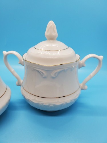 Vintage Southington BAUM Golden Rhapsody Fine China POLAND Creamer & Sugar Bowl - Picture 3 of 10