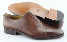 Men's SANTONI 'Valencia' Brown Leather Cap Toe Oxfords Size US 11 - D