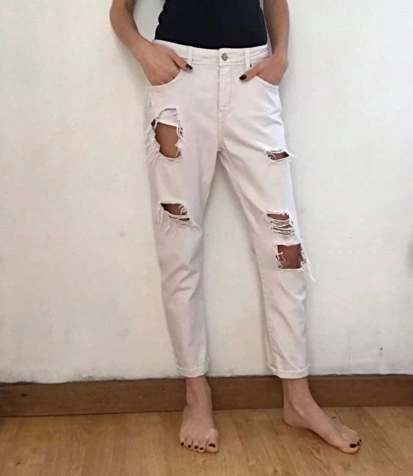 Pantalon blanc troué cheap