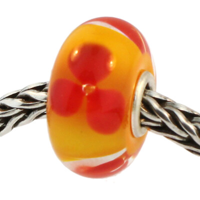 Authentic Trollbeads Glass 61308 Red Flower :1 RETIRED
