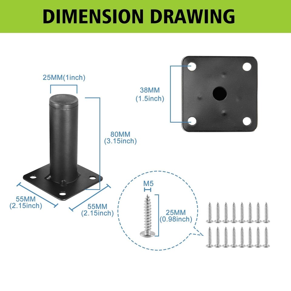 Black Furniture Legs 3.15 Inch / 80mm 4pcs Modern Sofa Legs