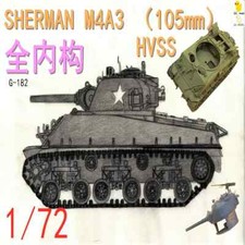 3D Printed 1/72 US M4A3 Sherman Tank 105mm Full Internal Unpainted Model Kit