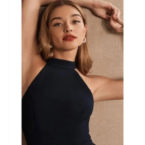 NWT Anthropologie BHLDN Juliana Montreal Maxi Dress Navy Blue Long Halter Size 4 - Picture 5 of 10