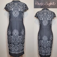 Phase Eight Womens Dress Blue White Floral Lace Bodycon Floral Size 12