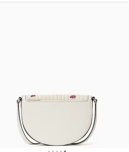 Kate Spade Luna Crescent Crossbody Straw Crossbody Embroidered Ladybugs - Picture 12 of 12