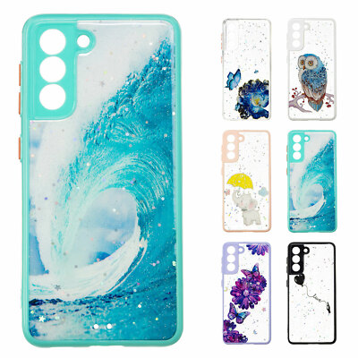 Transparent Bling Glitter Pattern Phone Case For Samsung Galaxy A12 A52 S21  S20