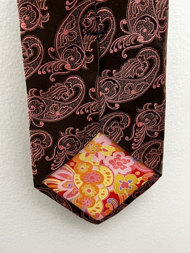 Ted Baker London Silk Tie 57โx4โ Brown Pink Paisley New - Picture 4 of 7