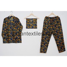 Hand Block Flower Print Cotton PJs Suit Indian Women Handmade Dress CNS09
