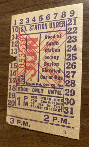Vintage 1940s South Station Boston Elevated Railway Transfer Ticket P6a - Picture 3 of 10
