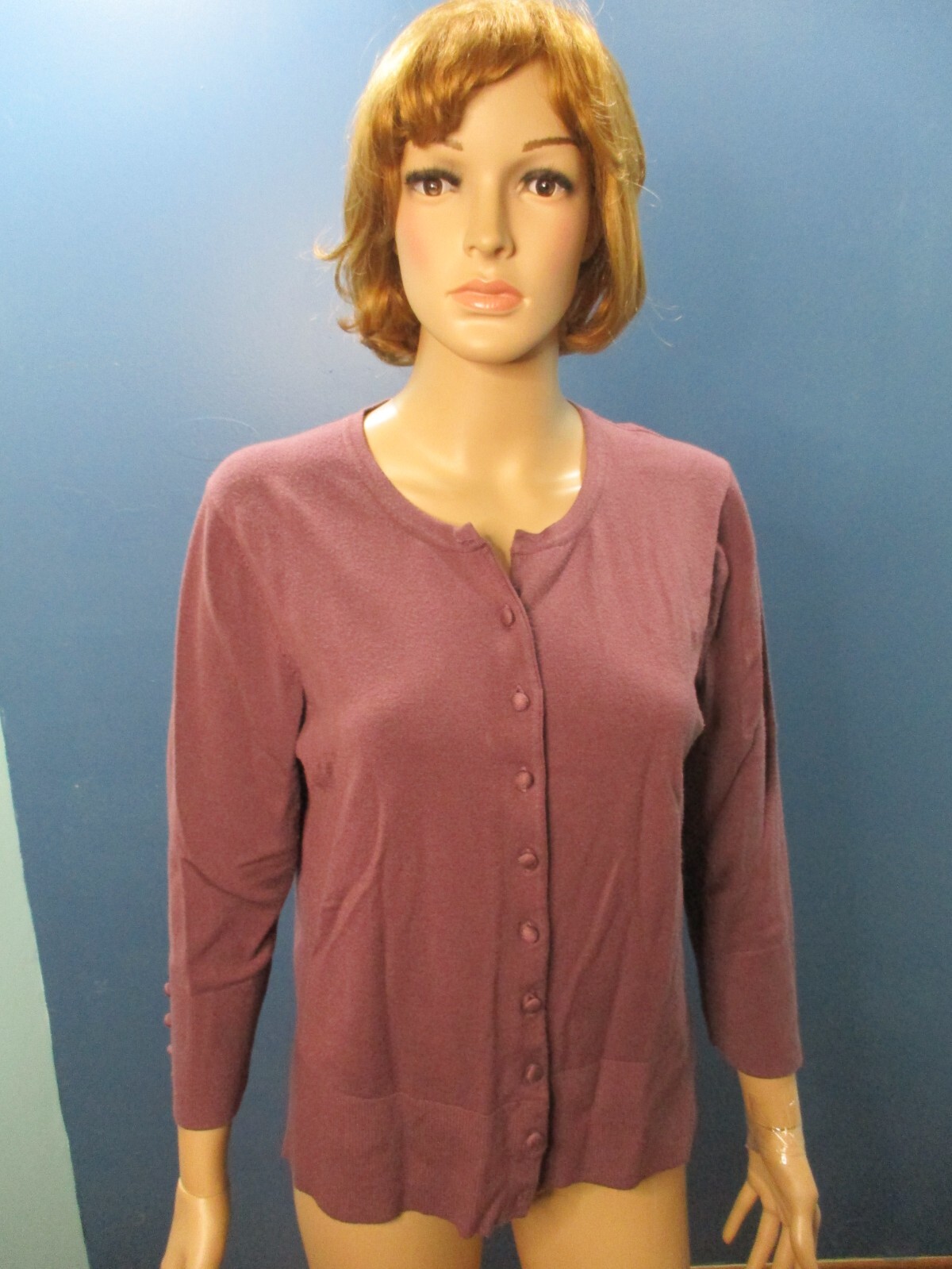 size PL purple button down knit jacket blouse GRA… - image 4