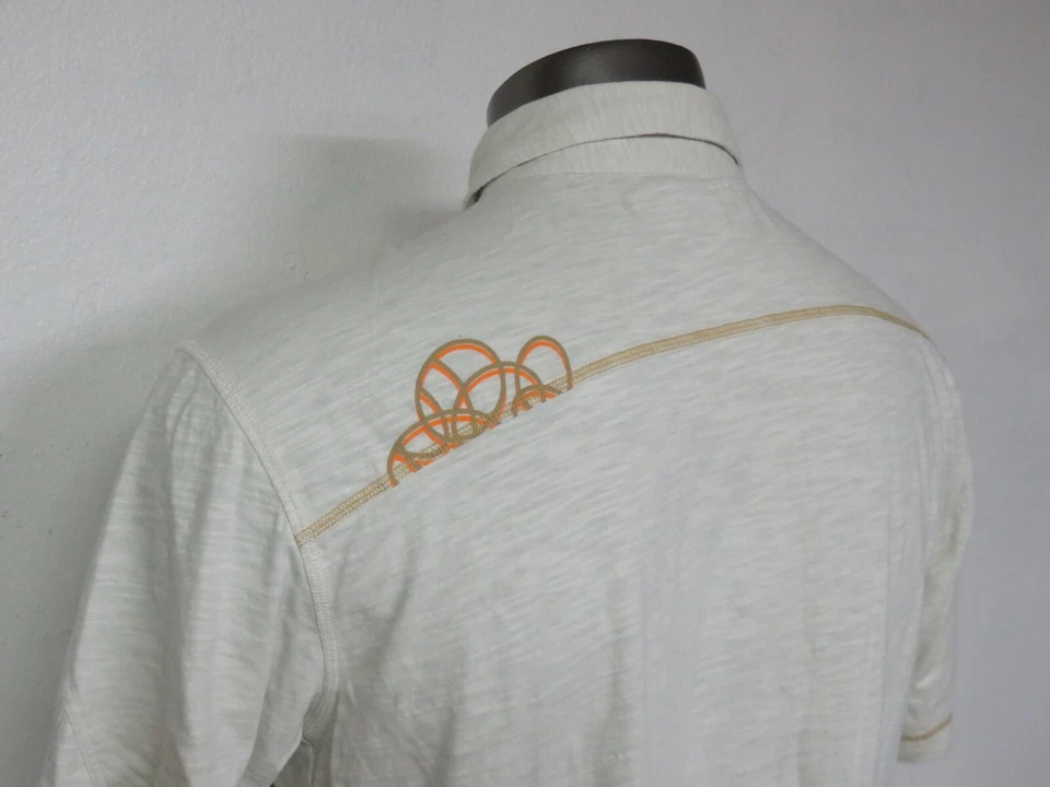 Camisa polo masculina Crocs tamanho médio M manga curta algodão verde claro laranja - Imagem 4 de 4