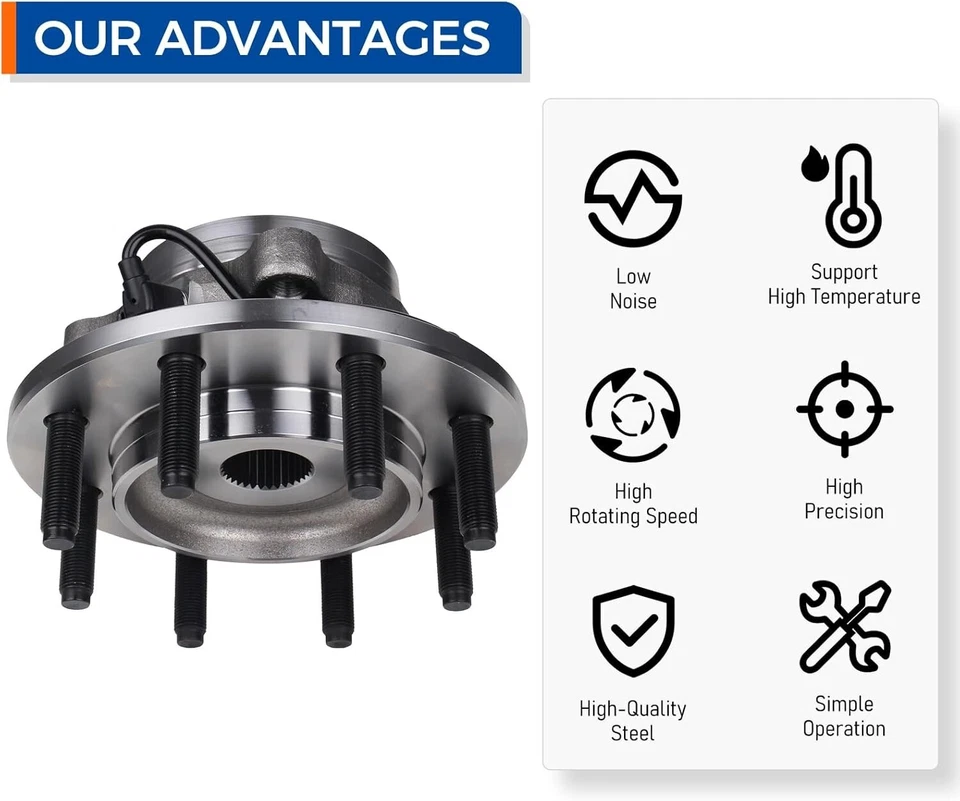 💘 轮轴承/轮毂 4WD,4 轮 ABS 515063 适用于 00 02 03 道奇 Ram 2500 3500 — 第 2/4 张图片