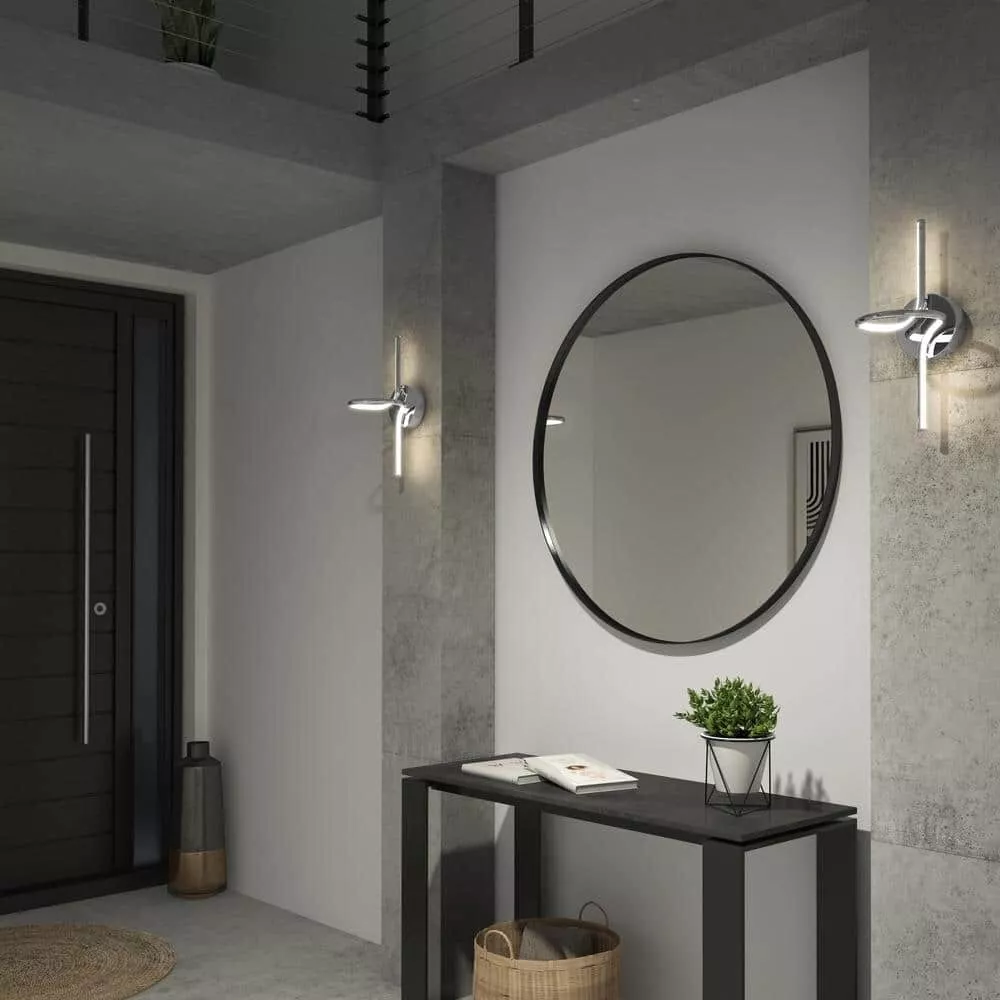 Artika Swirl LED Wall Sconce Light Chrome Modern Indoor Vanity