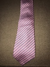 Very Nice 100 Silk Necktie Neck Pink/Blue Striped Print KC